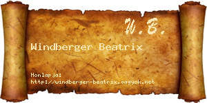 Windberger Beatrix névjegykártya